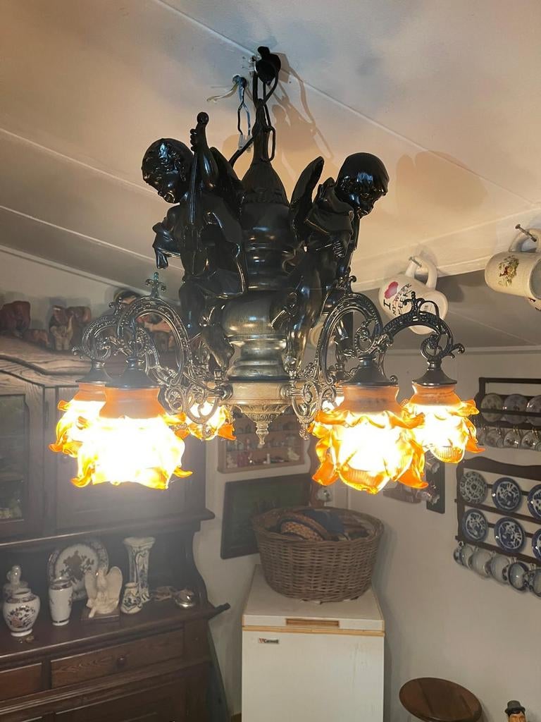 Barok plafon lamp  met engelen, Ophalen of Verzenden