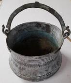 Vuurhangpot - gehamerd koper - antiek, Ophalen of Verzenden