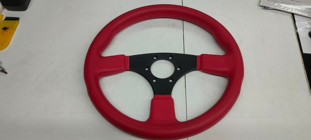 Raid Stuur 36cm Diameter echt rood leer, Ophalen of Verzenden