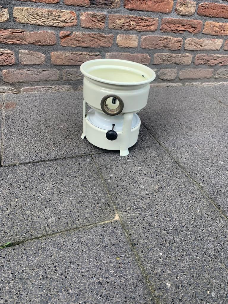 Vintage Fondue/Rechaud Set - Emaille petroleum stelletje, Antiek en Kunst, Ophalen of Verzenden