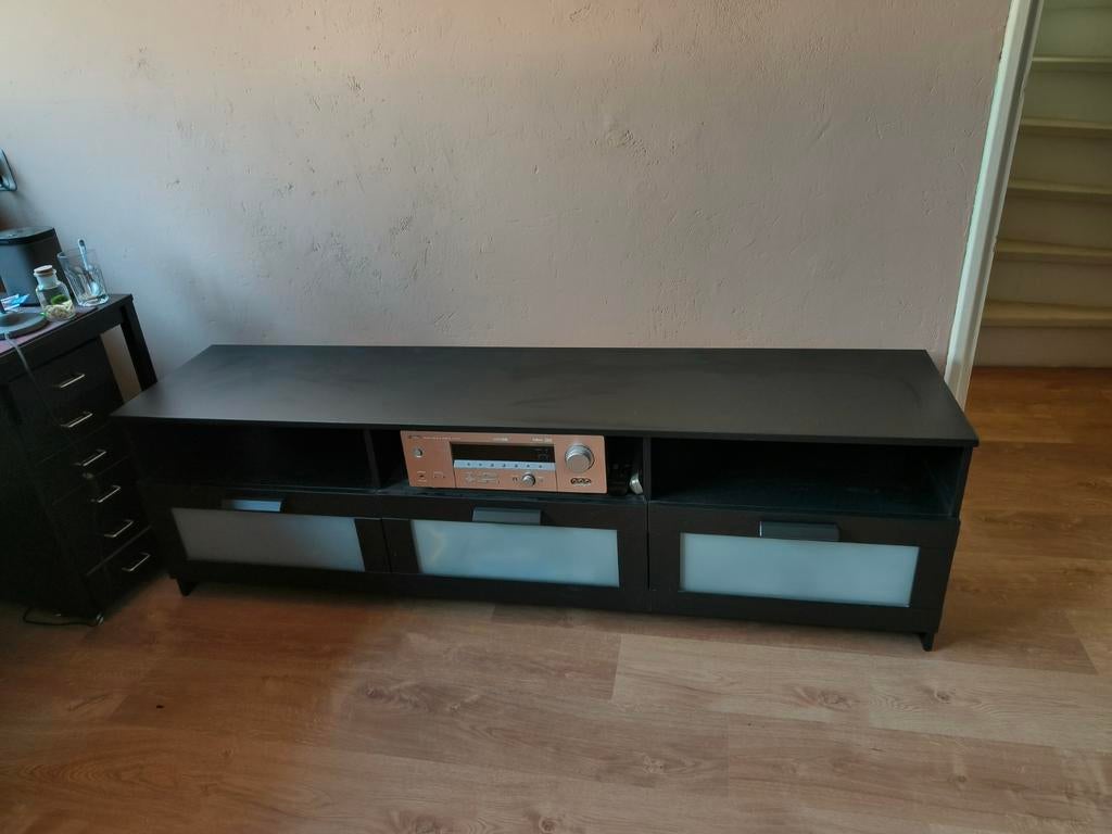 Zwart Brimnes TV meubel 180x41x53 cm, Ophalen, 25 tot 50 cm, 150 tot 200 cm, Minder dan 100 cm