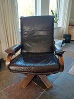 2x Vintage Leren Fauteuils - Bruin Hout & Leer, Ophalen, Gebruikt, Twee, Bruin