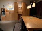 Custom solid oak dining set – table + bookcase + wall unit, Ophalen, Zo goed als nieuw, Design