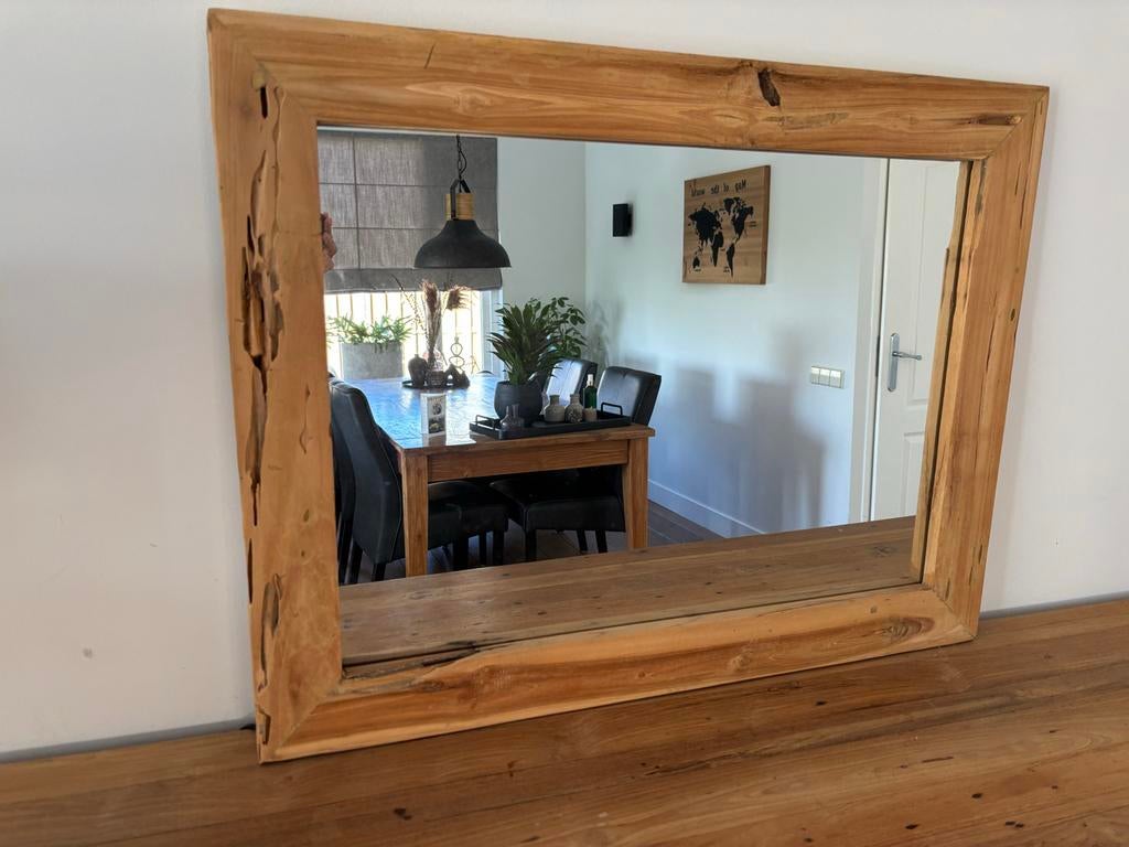 Spiegel met houten lijst, Ophalen, Gebruikt, Rechthoekig, 75 tot 100 cm