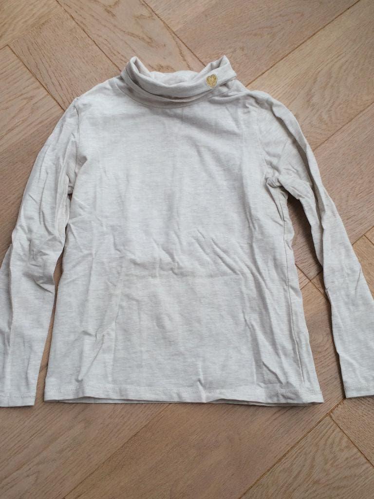 nieuw ecru/grijs gemêleerd col shirtje gouden hartje mt 116, Kinderen en Baby's, Kinderkleding | Maat 116, Palomino, Meisje, Nieuw