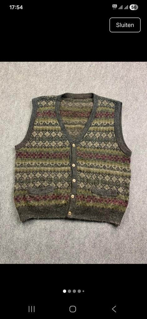 Wollen vintage vest fair isle patroon, Kleding | Heren, Bodywarmers, Ophalen of Verzenden, Zo goed als nieuw, Maat 48/50 (M)