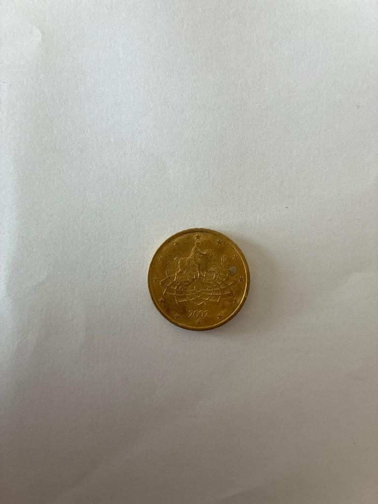 Zeldzaam muntstuk uit 2002, Postzegels en Munten, Munten | Europa | Euromunten, Verzenden, Goud, Italië, 50 cent