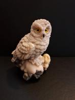 Beeld uil glazen ogen met konijn, Verzamelen, Beelden en Beeldjes, Ophalen of Verzenden, Gebruikt, Dier