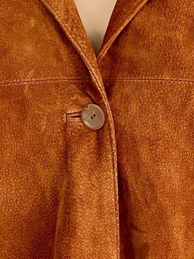J527 Echt-suede-leren lang jasje maat 42=L blazer jas bruin, Bruin, Dino Z, Maat 42/44 (L), Ophalen of Verzenden