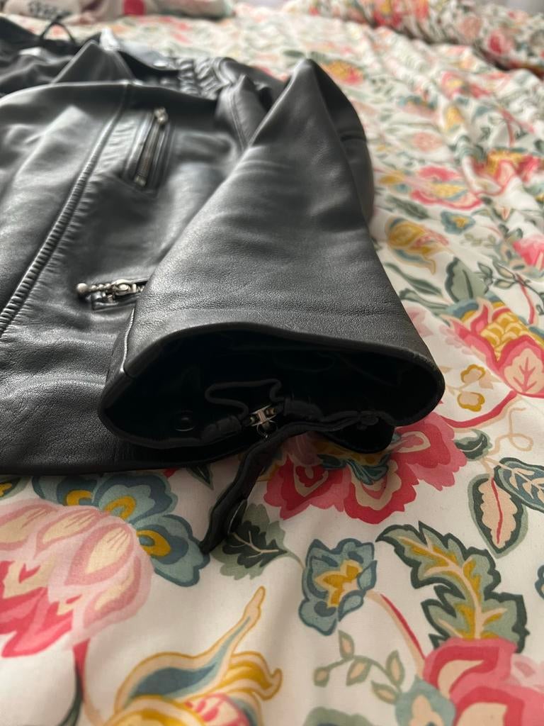 AllSaints Black Leather Biker Jacket Size M Lamb Leather, Ophalen of Verzenden, Zo goed als nieuw, Maat 48/50 (M), Zwart