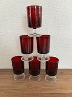 6 rode luminarc wijnglazen., Ophalen of Verzenden, Zo goed als nieuw, Overige typen