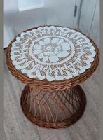 Retro vintage mid century rotan / rieten bijzettafel 44 cm, Ophalen