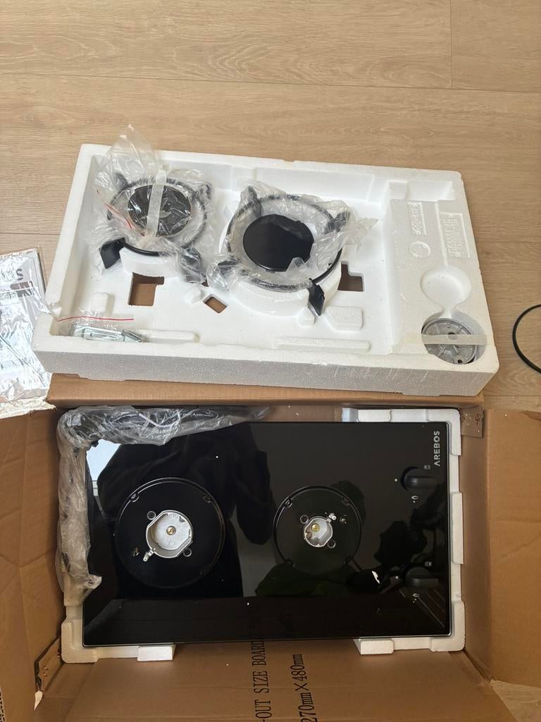 Arebos Gaspit 2 pitjes nieuw AR-HE-GH30, Witgoed en Apparatuur, Kookplaten, Zo goed als nieuw, Inductie, Vrijstaand, 4 kookzones