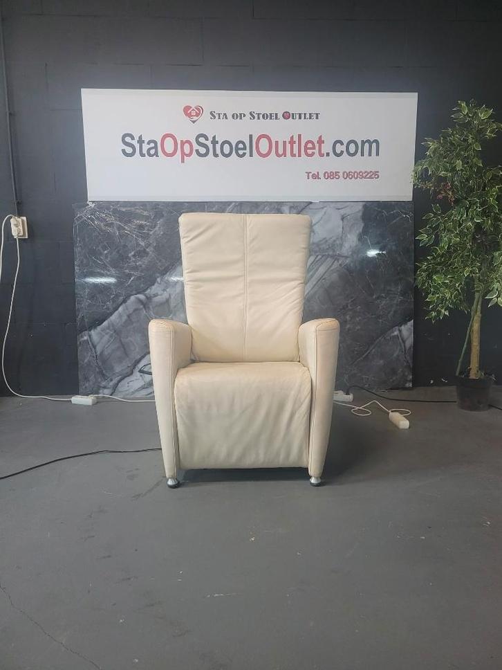 Staopstoel Hukla Wit Leder met Kantelfunctie, Huis en Inrichting, Fauteuils, Gebruikt, Leer, 50 tot 75 cm, Minder dan 75 cm, Ophalen of Verzenden