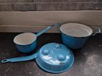 Blauw Frans emaille kinderspeelgoed kinderkookset, Ophalen of Verzenden
