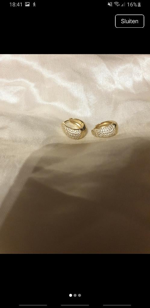 Verguld gouden oorbellen, Sieraden, Tassen en Uiterlijk, Oorbellen, Met kristal, Hangers, Ophalen of Verzenden, Zo goed als nieuw