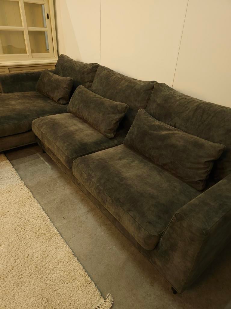 Luxe Hoekbank Room108 Velvet Groen - Professioneel Gereinigd, Ophalen of Verzenden, Zo goed als nieuw, Room108, Nvt