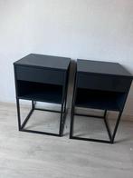 2 IKEA VIKHAMMER Nachtkastjes - Zwart, Ophalen, Gebruikt, Minder dan 45 cm, 55 tot 70 cm