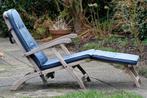 Teakhouten deckchair met bijpassend kussen, Tuin en Terras, Ophalen, Gebruikt, Teakhout, Verstelbaar