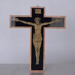 ✅ CRUCIFIX hout glas SIXTIES ca. 1965, Ophalen of Verzenden