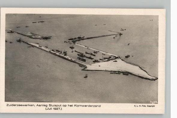 Echtgelopen KLM Luchtfoto Zuiderzeewerken Kornwederzand 1928, Verzenden, 1920 tot 1940, Gelopen, Noord-Holland