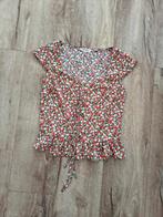 Prachtige rood roze bloemetjes top van NafNaf, maat 34 - XS., Onb, Ophalen of Verzenden, Onb, Zonder mouw
