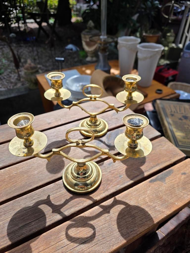 Twee messing kandelaars, Ophalen of Verzenden