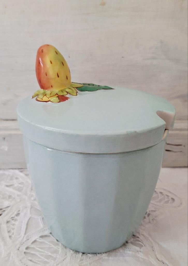 Vintage franse confiturepot, lichtblauw, Limoges, Antiek en Kunst, Ophalen of Verzenden