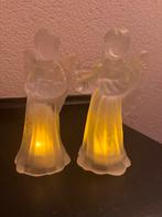 Set van 2 Engel glazen Kaarsenhouders, Kunststof, Wit, Ophalen of Verzenden, Zo goed als nieuw