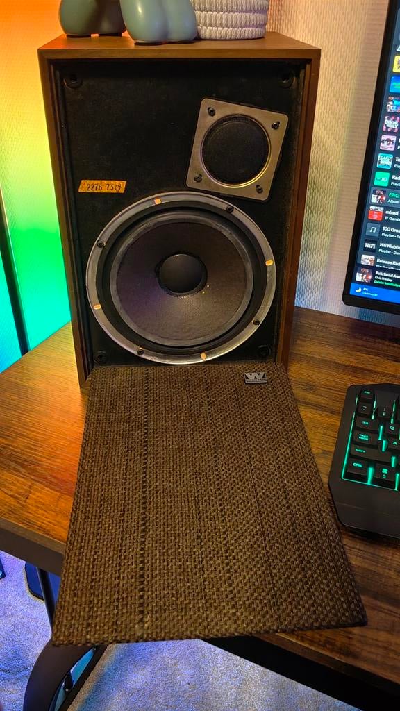 Wharfedale Denton 2 set - Vintage speakers in nette staat, Gebruikt, Minder dan 60 watt, Front, Rear of Stereo speakers, Ophalen