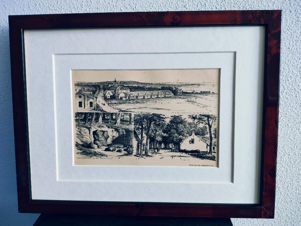 Craandijk Litho N-H Hilversum Weg Laren Trompenberg 1880 (4), Ophalen of Verzenden