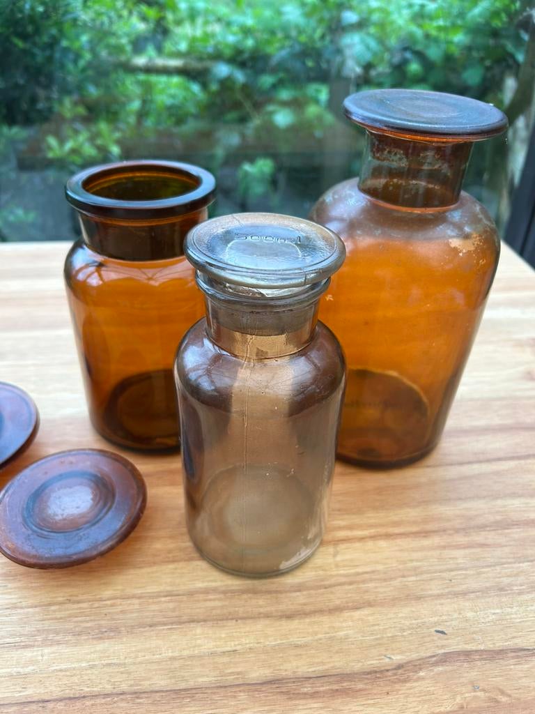 Diverse woonaccessoires Apothekers potten, Gebruikt, Overige kleuren, Ophalen of Verzenden, Glas