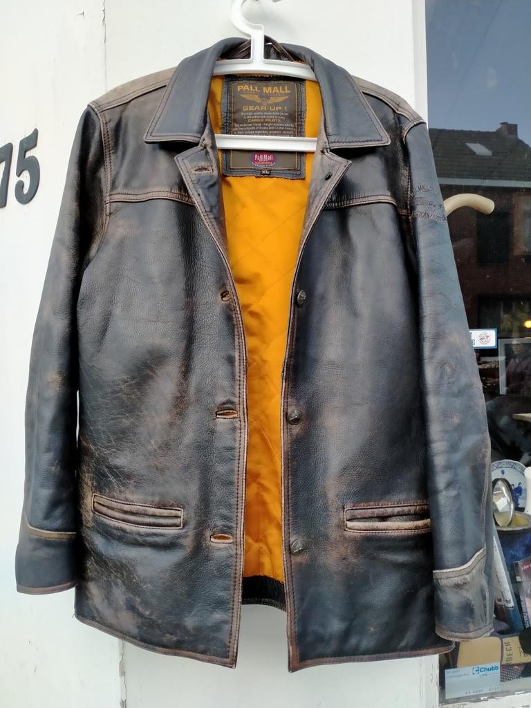 Pall mall leren jas met xl zeer mooi, Kleding | Heren, Jassen | Winter, Ophalen of Verzenden, Zo goed als nieuw, Maat 56/58 (XL)