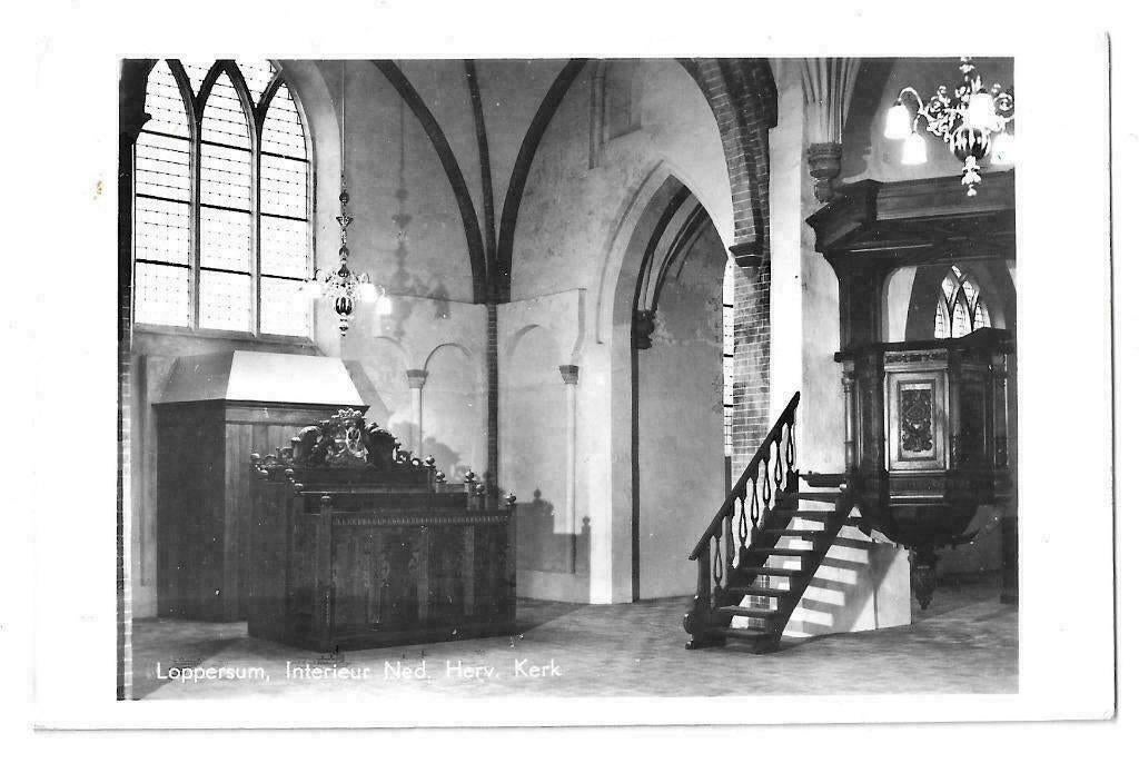 AK Loppersum - Interieur Ned.Herv. Kerk, Verzenden, 1960 tot 1980, Ongelopen, Groningen