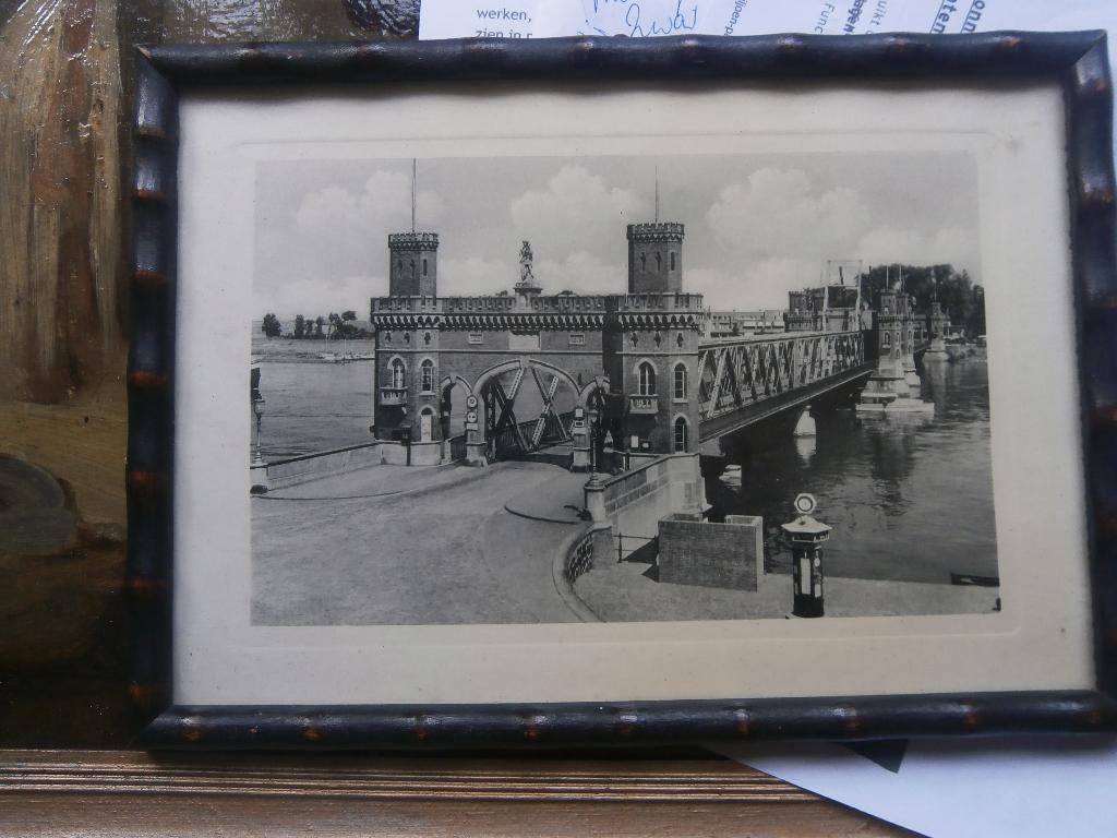 Kampen,  ets/gravure van een stalen brug, Ophalen of Verzenden, Gravure