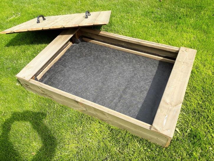 HOUTEN ZANDBAK 90x140 incl deksel kant en klaar geleverd, Kinderen en Baby's, Speelgoed | Buiten | Zandbakken, Nieuw, Ophalen