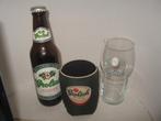 Oude lege Grolsch fles met dop (1990) & glas in cooler, Ophalen of Verzenden, Gebruikt, Flesje(s), Grolsch