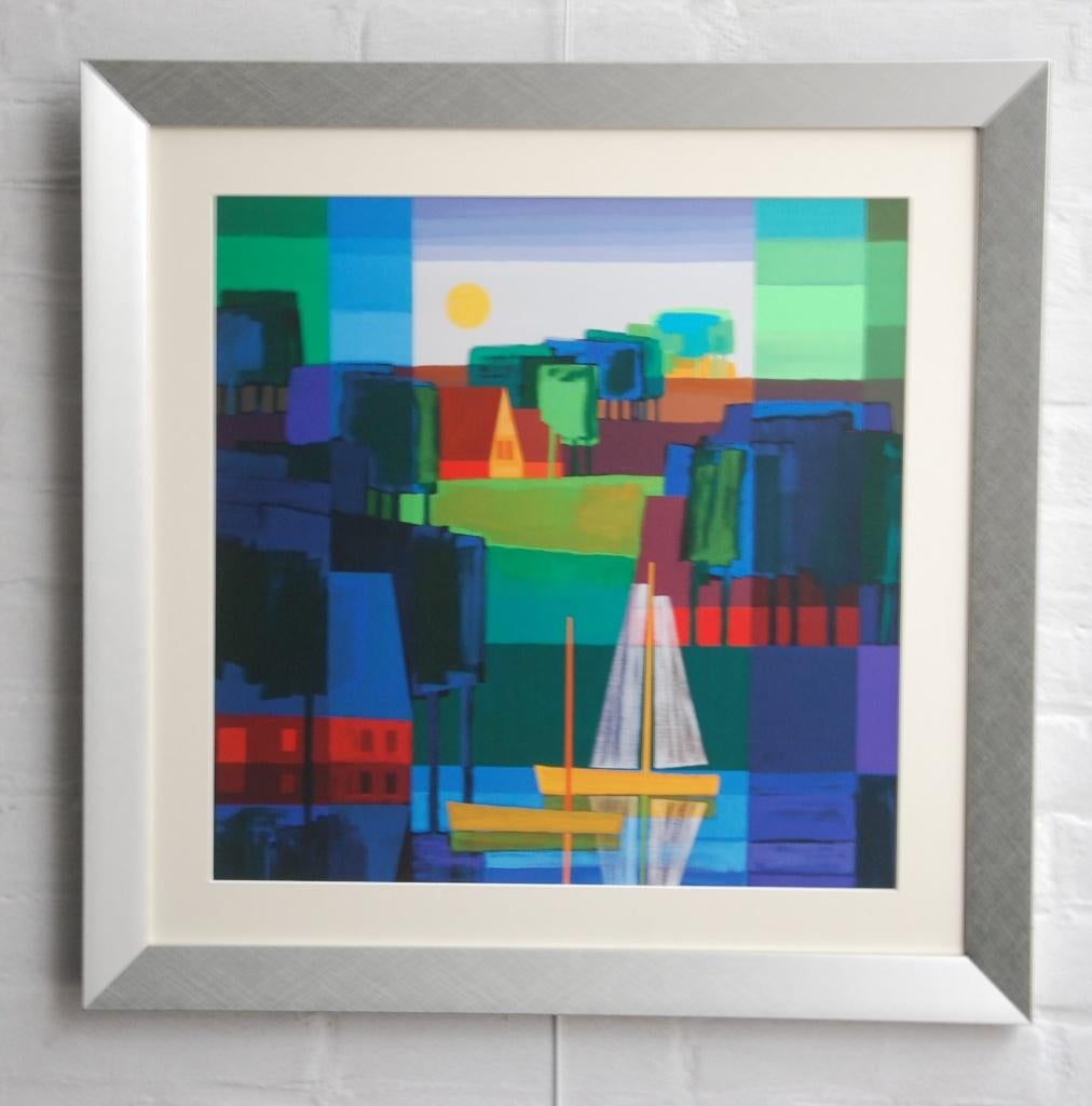 Ton Schulten schilderij in rustige vaarwateren.2011, Ophalen of Verzenden