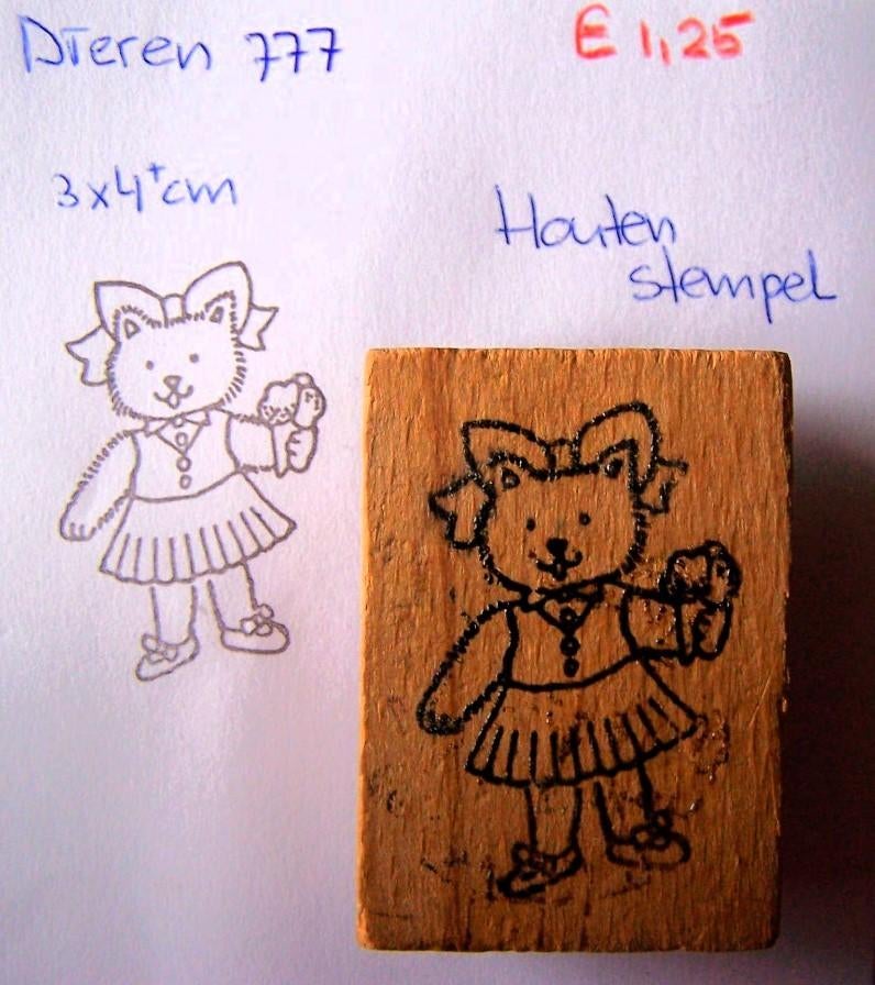 Dieren 777 Houten stempel, Hobby en Vrije tijd, Stempelen, Ophalen of Verzenden, Gebruikt, Houten stempel