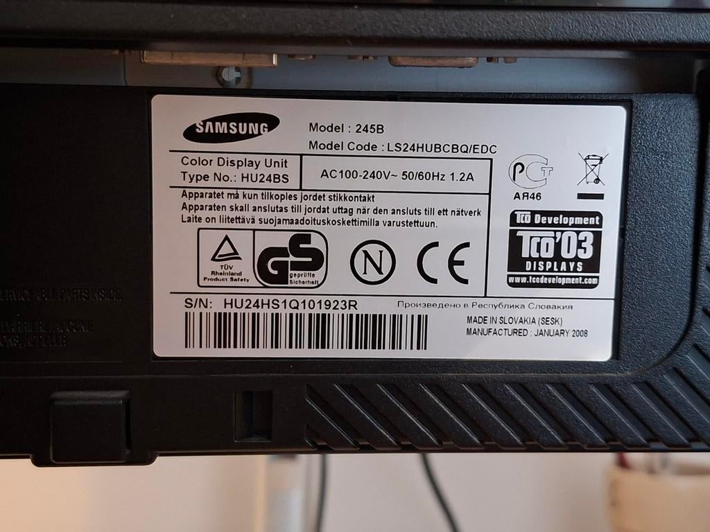 Samsung SyncMaster 245B monitor - 24 inch, Computers en Software, Monitoren, Ophalen, Gebruikt, Overige typen, Samsung