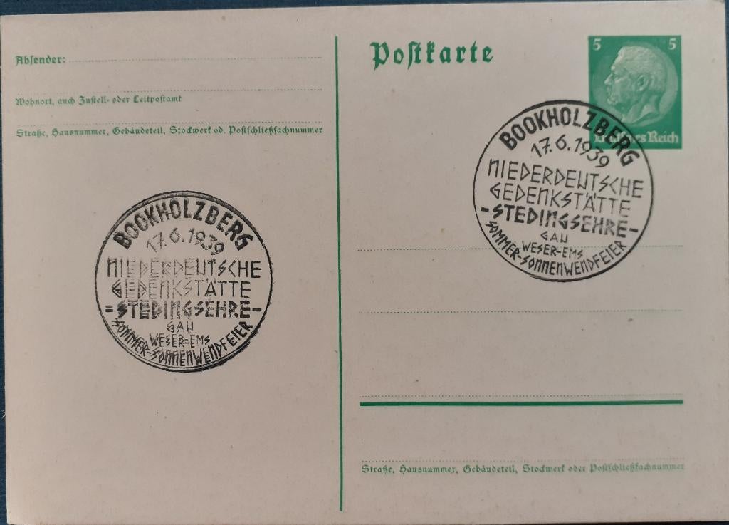 Deutsches Reich Briefkaart 1939 Bookholzberg, Postzegels en Munten, Ophalen of Verzenden, Briefkaart
