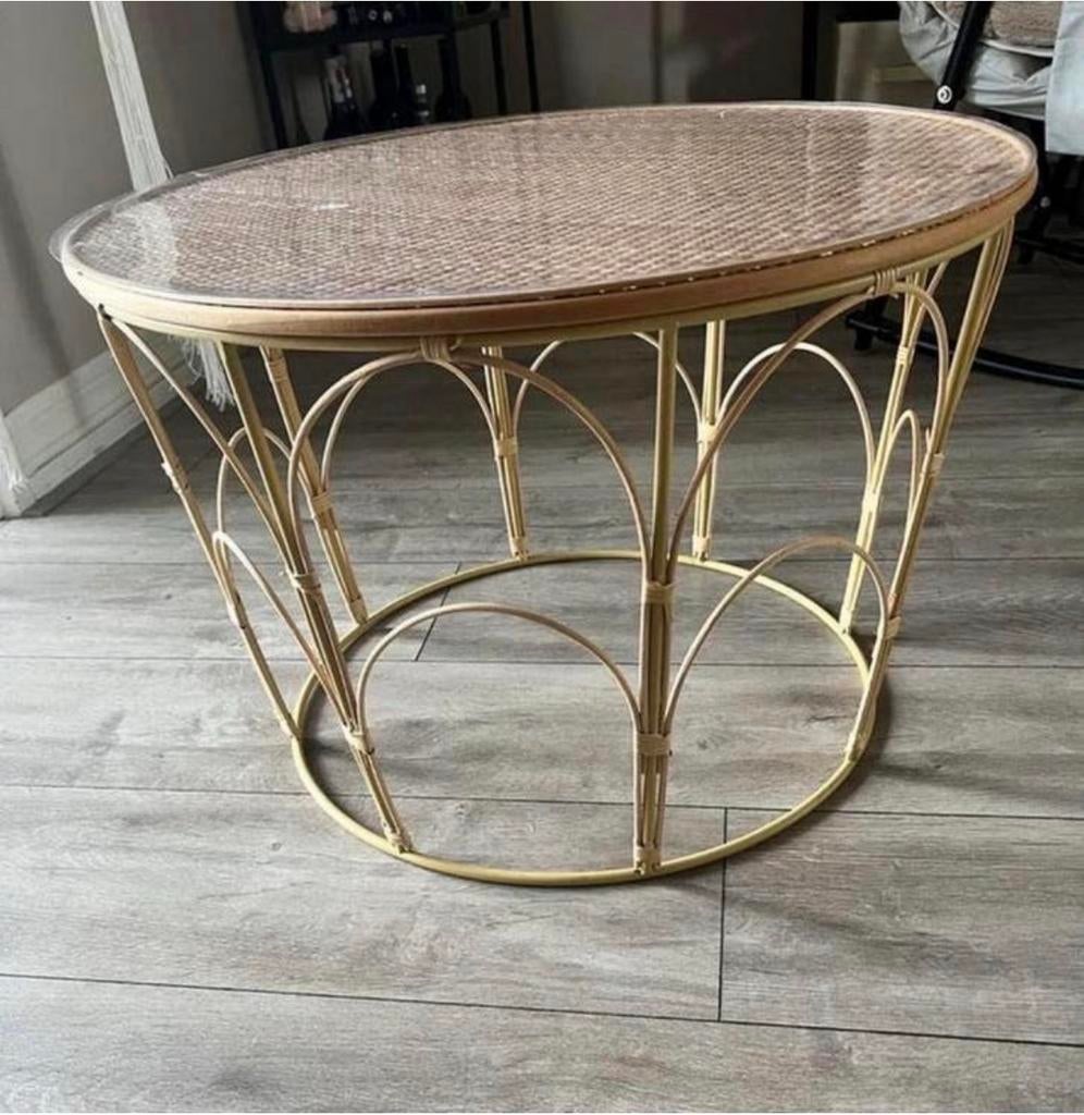 Nieuw rotan bijzettafeltje 60 cm, Huis en Inrichting, Tafels | Bijzettafels, 45 tot 60 cm, Overige materialen, Nieuw, Ovaal