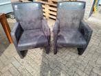 2 gave nette leren antraciet verrijdbare stoelen  in top sta, Leer, Ophalen of Verzenden, Zo goed als nieuw, Grijs