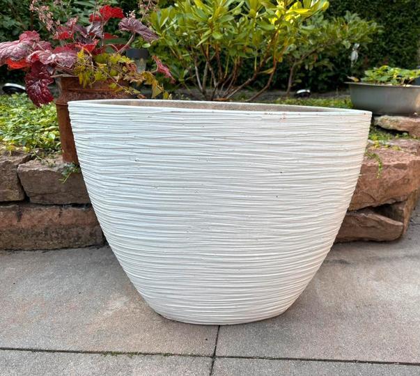 Grote ovale plantenbak/bloempot (wit), Tuin en Terras, Bloembakken en Plantenbakken, Gebruikt, Overige materialen, Binnen, Balkon