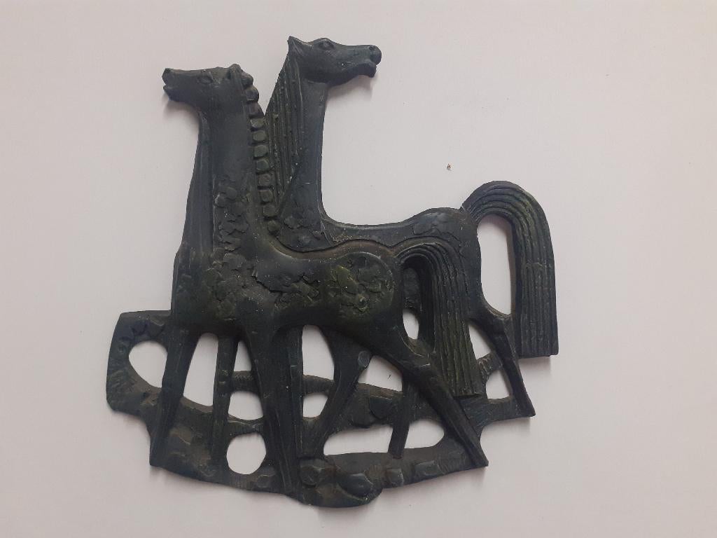 jaren 70 design wand decoratie paarden 47 x 47 cm retro, Gebruikt, ?, ?, ?