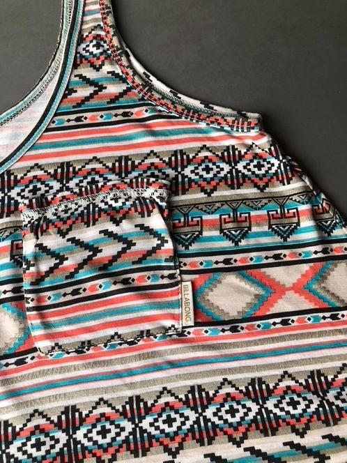 Blauw/oranje/zwart/witte Billabong top, maat 10 = 42/44, Kleding | Dames, Tops, Zo goed als nieuw, Maat 42/44 (L), Overige kleuren