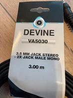 Devine VA5030 3.5mm Jack Stereo naar 2x Jack Mono Kabel, Audio, Tv en Foto, Audiokabels en Televisiekabels, Ophalen, Nieuw, 2 tot 5 meter