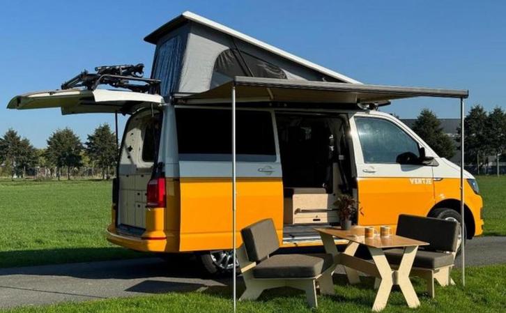 Camperbus Ventje-VW T5  NIEUW te huur 3 gordelplekken, Caravans en Kamperen, Verhuur