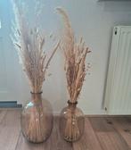 Glazen vazen met droogbloemen / pluimen, Ophalen, Zo goed als nieuw