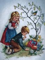 PASEN - jongen en meisje zoeken paaseieren, Verzenden, 1940 tot 1960, Gelopen, Kinderen